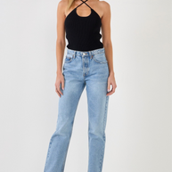 Gianine LUZ BLACK Rib Knit Top