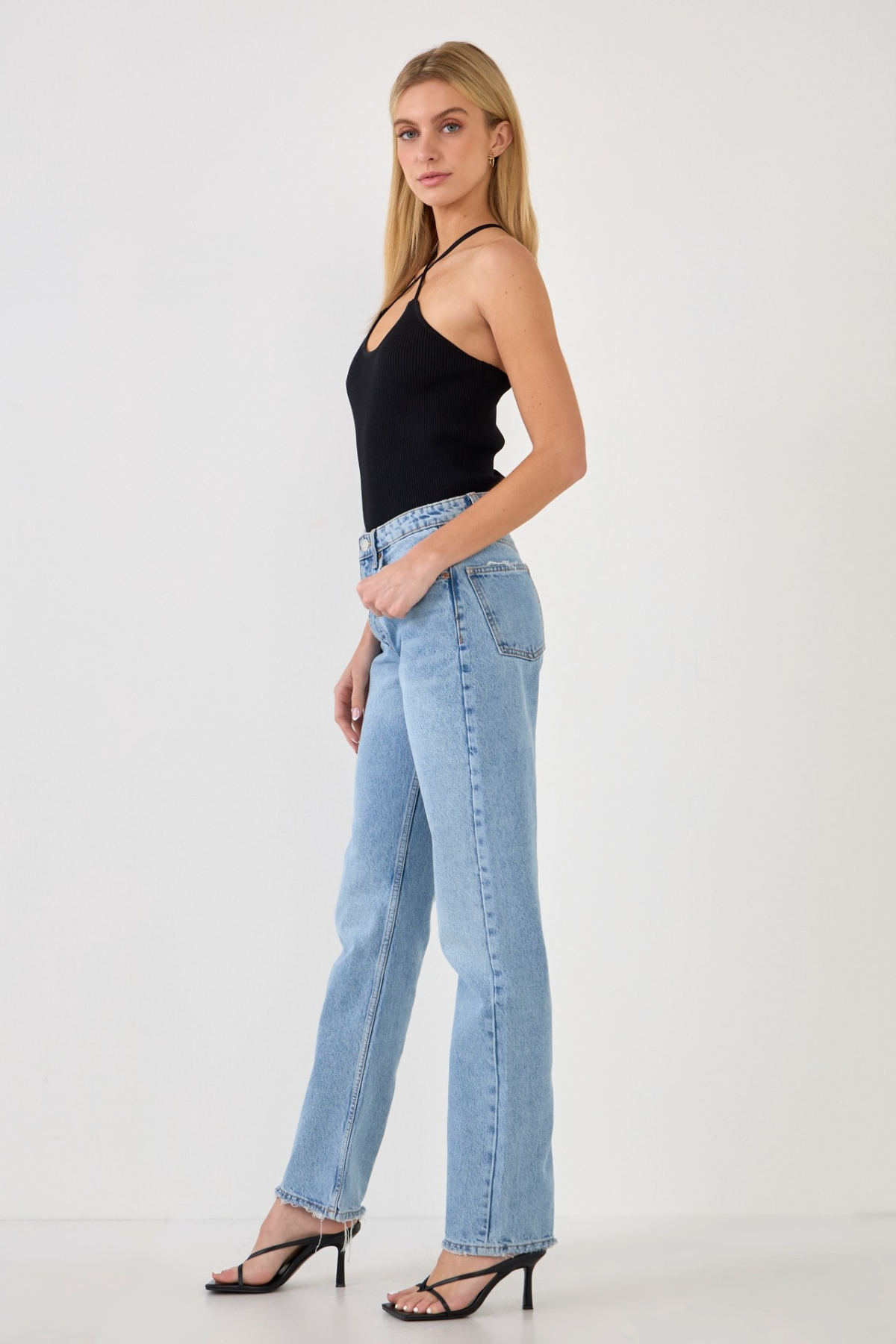 Gianine LUZ BLACK Rib Knit Top