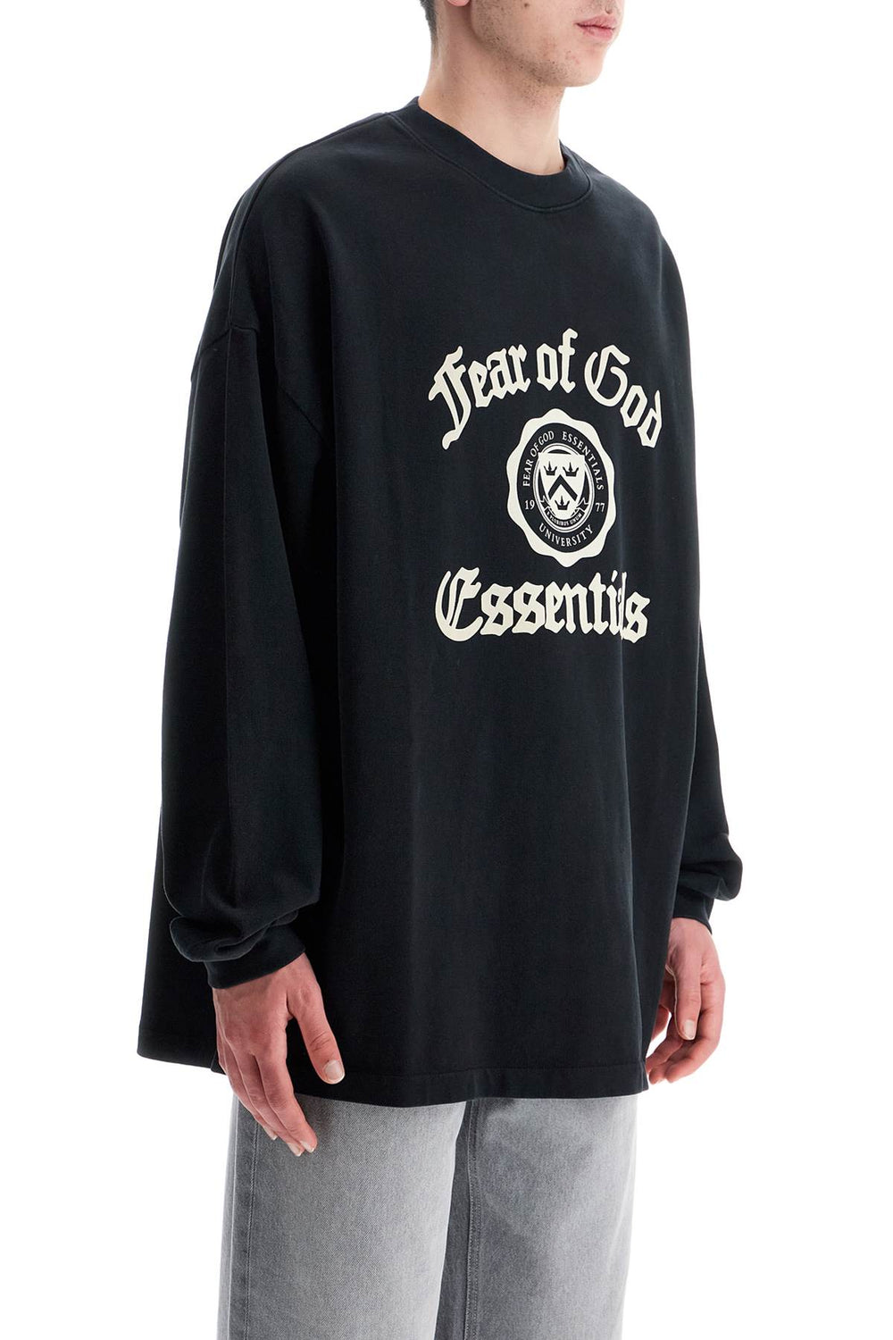 Fear Of God ESSENTIALS Black Cotton Oversized Top With Logo