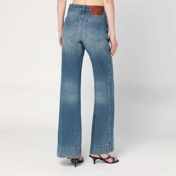 Victoria Beckham Wide Jeans In Faded Blue