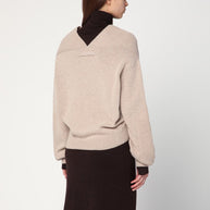 Victoria Beckham Sand-coloured Sweater In Wool And Cashmere