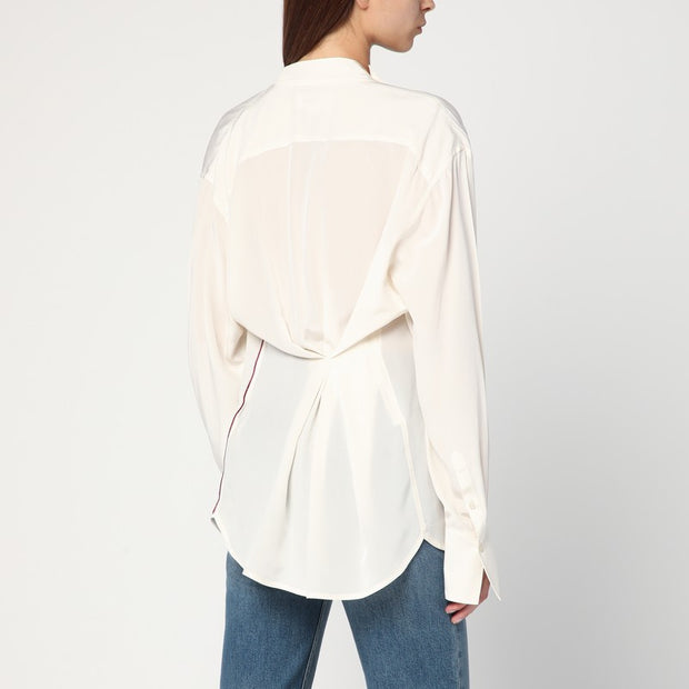 Victoria Beckham Ivory Draped Silk Blouse