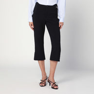 Victoria Beckham Cropped Black Trousers In Wool Blend