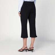 Victoria Beckham Cropped Black Trousers In Wool Blend