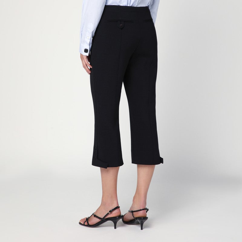Victoria Beckham Cropped Black Trousers In Wool Blend