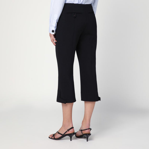 Victoria Beckham Cropped Black Trousers In Wool Blend