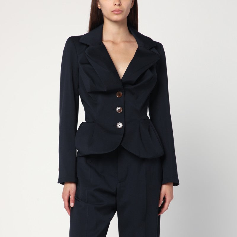 Vivienne Westwood Navy Blue Drunken Jacket In Wool