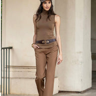 KiraGrace NINA STRAIGHT LEG PANT: DARK KHAKI