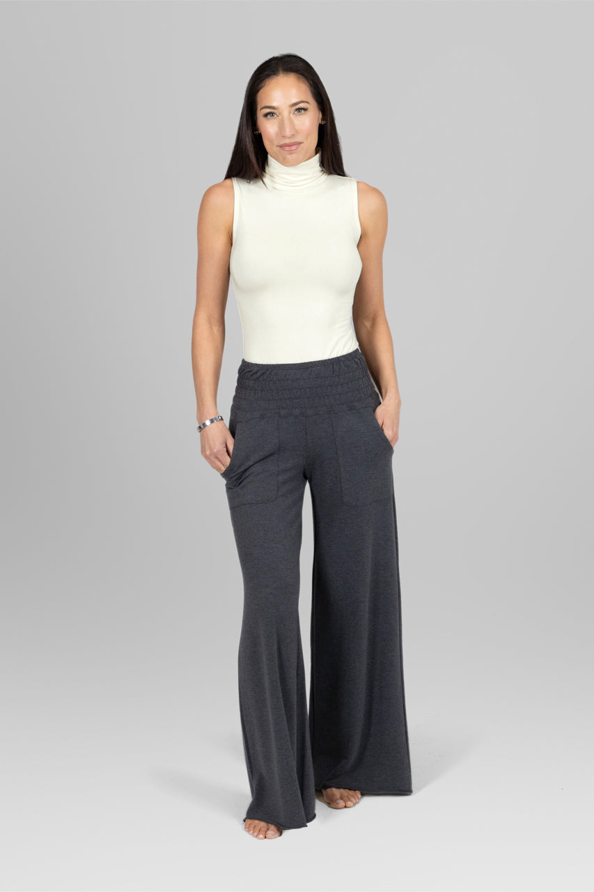 KIRAGRACE COZY BOHO YOGA PANT: CHARCOAL HEATHER