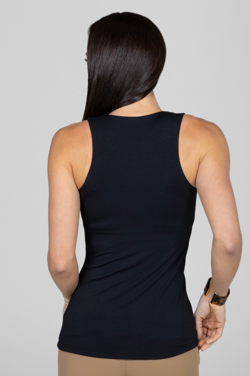 KiraGrace V-NECK TRAVEL TANK: BLACK