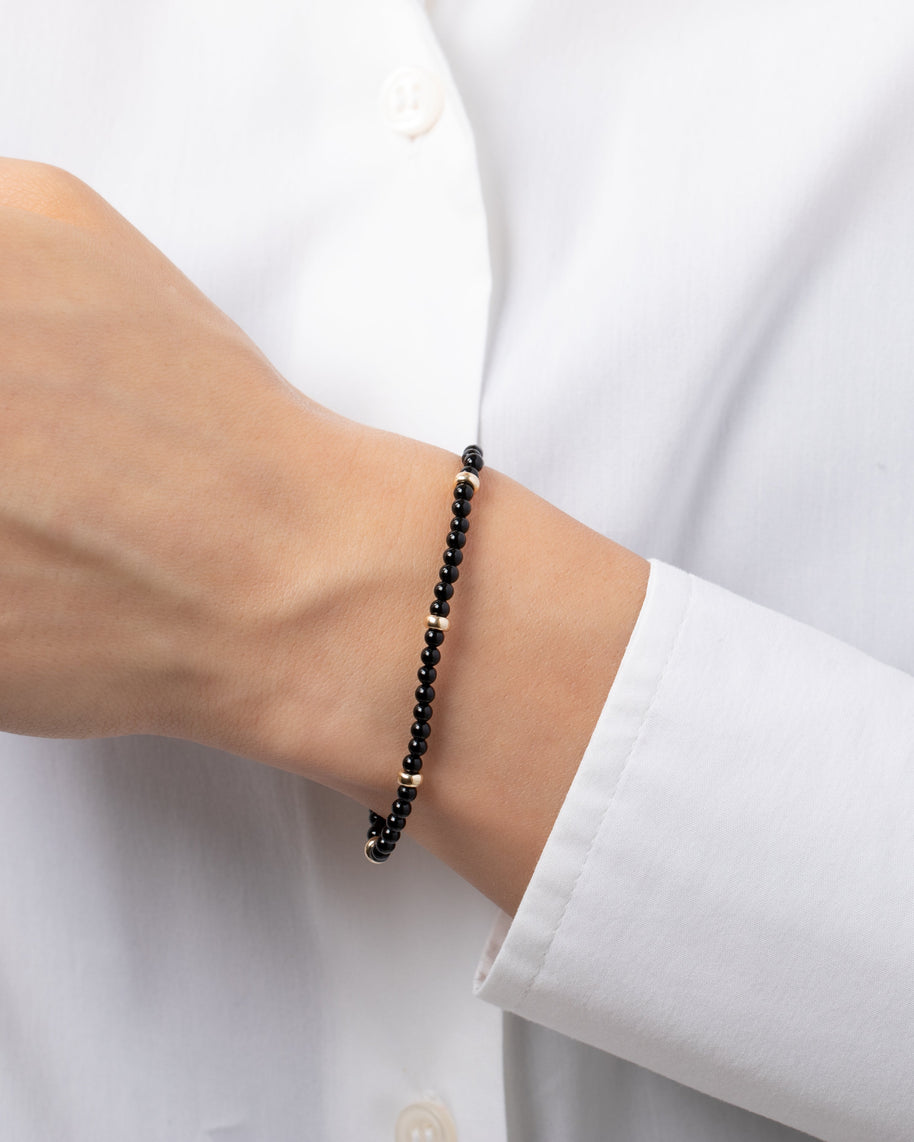 Zoe Lev 14K Gold Black Onyx Segment Bead Bracelet