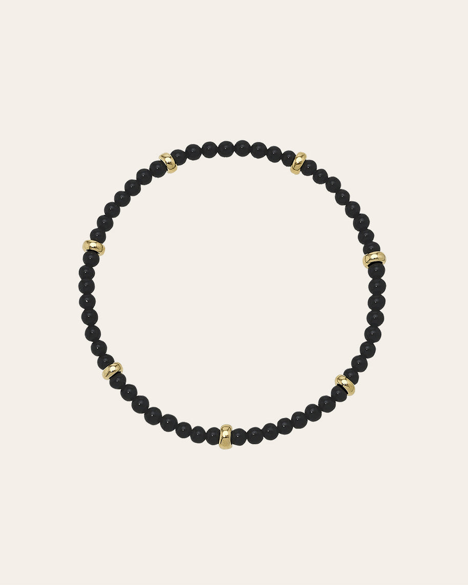 Zoe Lev 14K Gold Black Onyx Segment Bead Bracelet