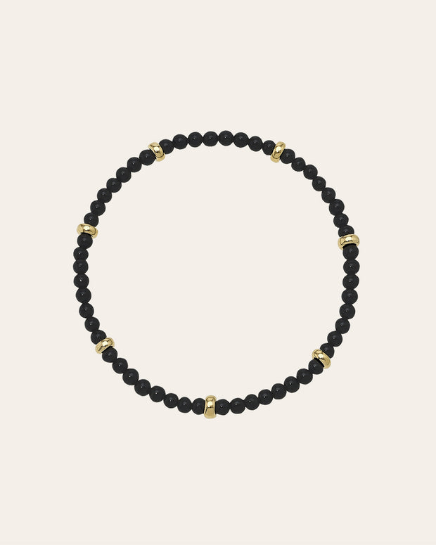 Zoe Lev 14K Gold Black Onyx Segment Bead Bracelet