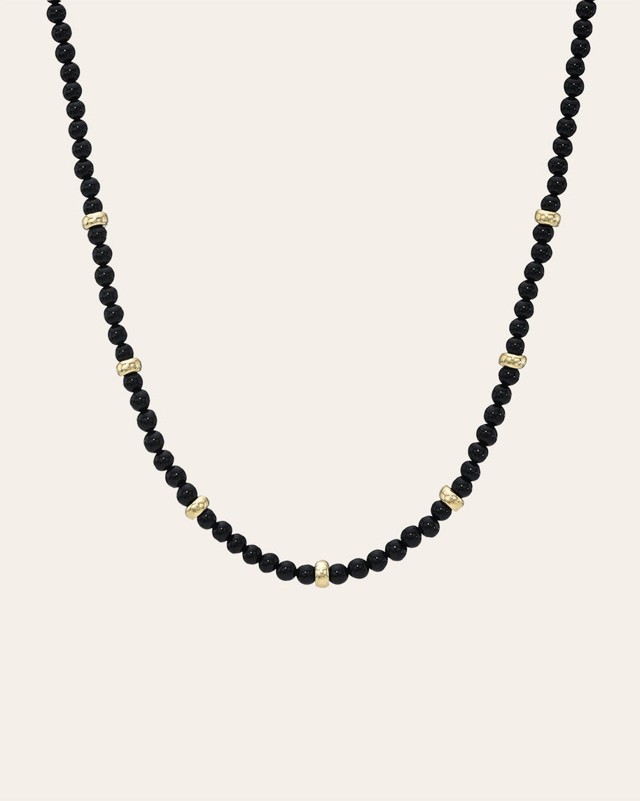 Zoe Lev 14K Gold Black Onyx Segment Bead Necklace
