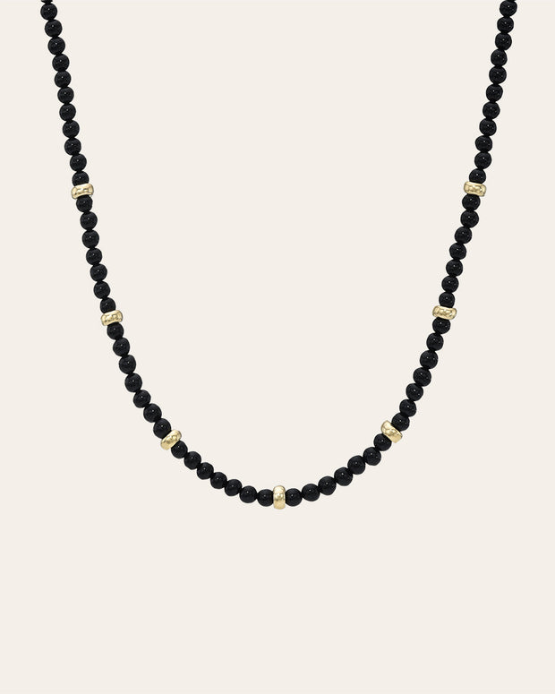 Zoe Lev 14K Gold Black Onyx Segment Bead Necklace