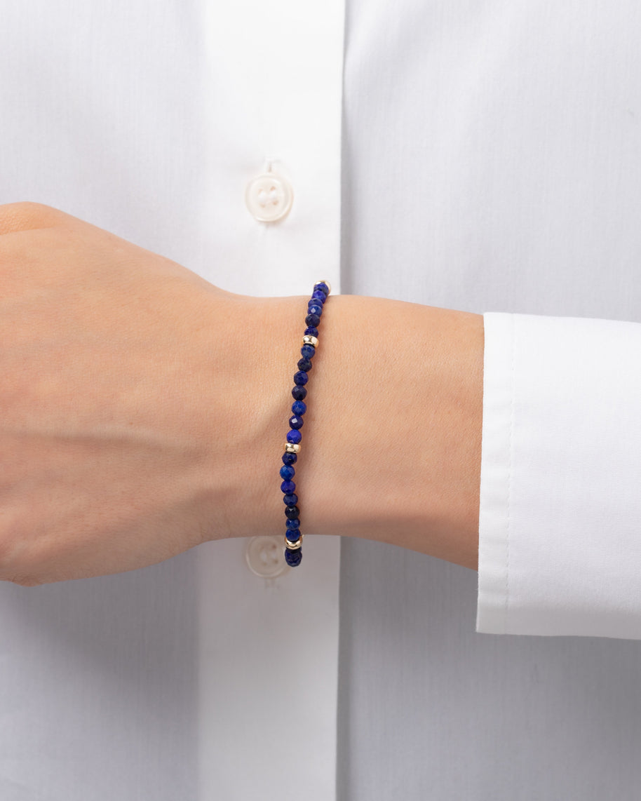 Zoe Lev 14K Gold Blue Lapis Segment Bead Bracelet
