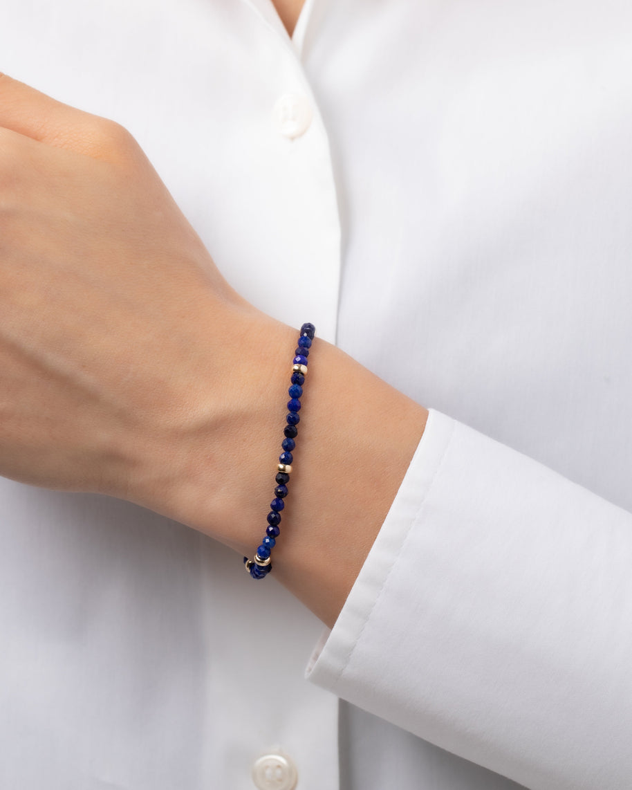 Zoe Lev 14K Gold Blue Lapis Segment Bead Bracelet