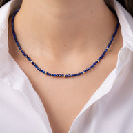 Zoe Lev 14K Gold Blue Lapis Segment Bead Necklace
