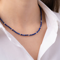 Zoe Lev 14K Gold Blue Lapis Segment Bead Necklace
