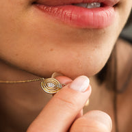Zoe Lev 14K Gold Diamond Ribbed Evil Eye Necklace