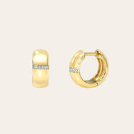Zoe Lev 14k Gold Thick Diamond Row Huggies