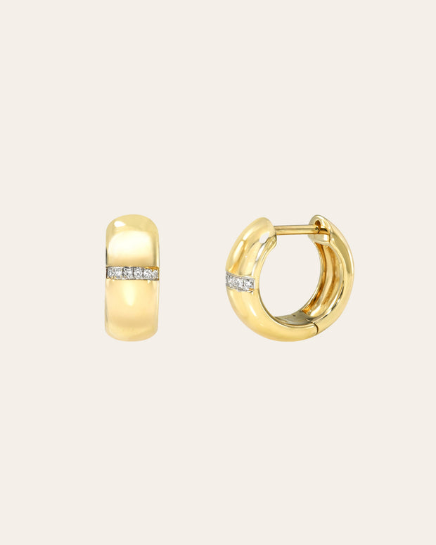 Zoe Lev 14k Gold Thick Diamond Row Huggies