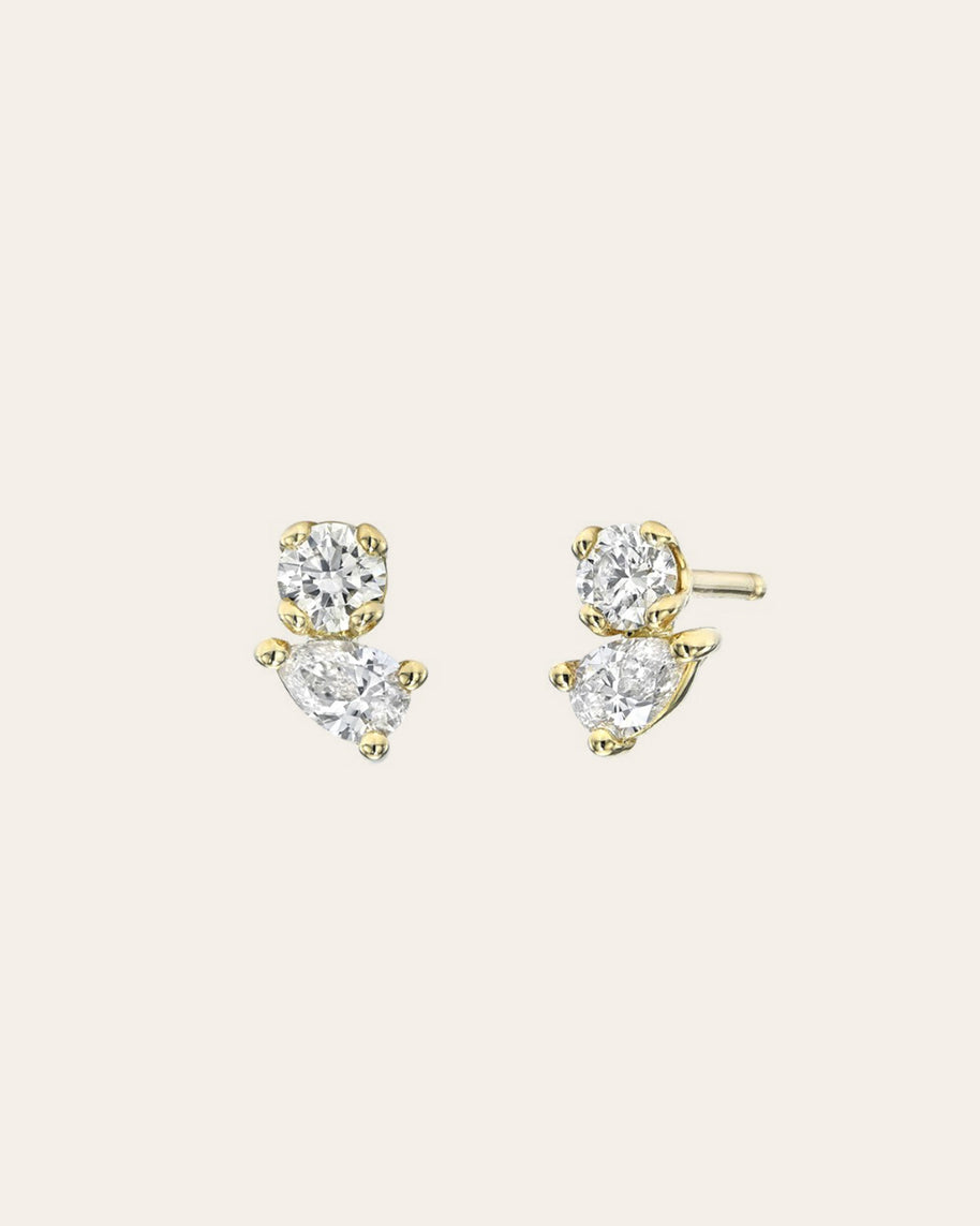 Zoe Lev Diamond Toi Et Moi Stud Earrings