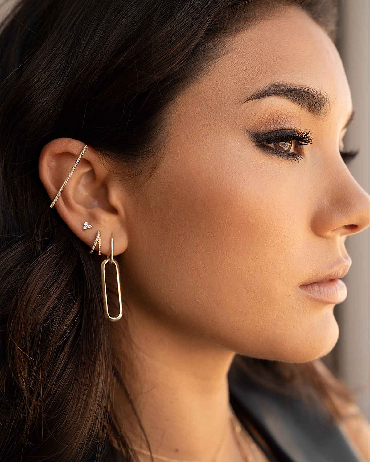 Zoe Lev Diamond Split Huggie Earrings