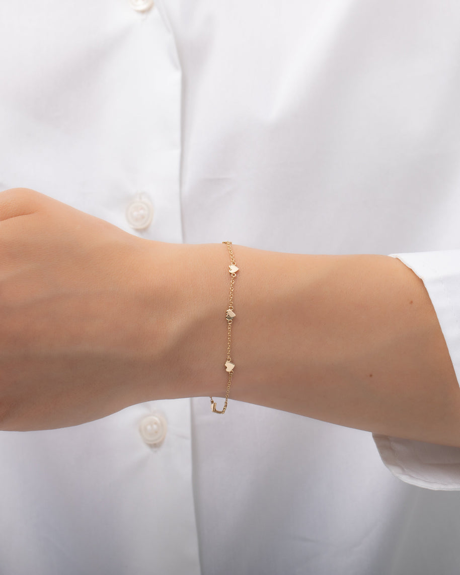 Zoe Lev 14k Gold Hearts Charm Bracelet