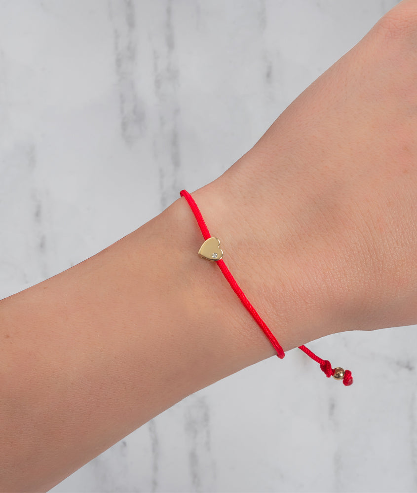 Zoe Lev Heart With Diamond Fortune Bracelets - Mommy + Me