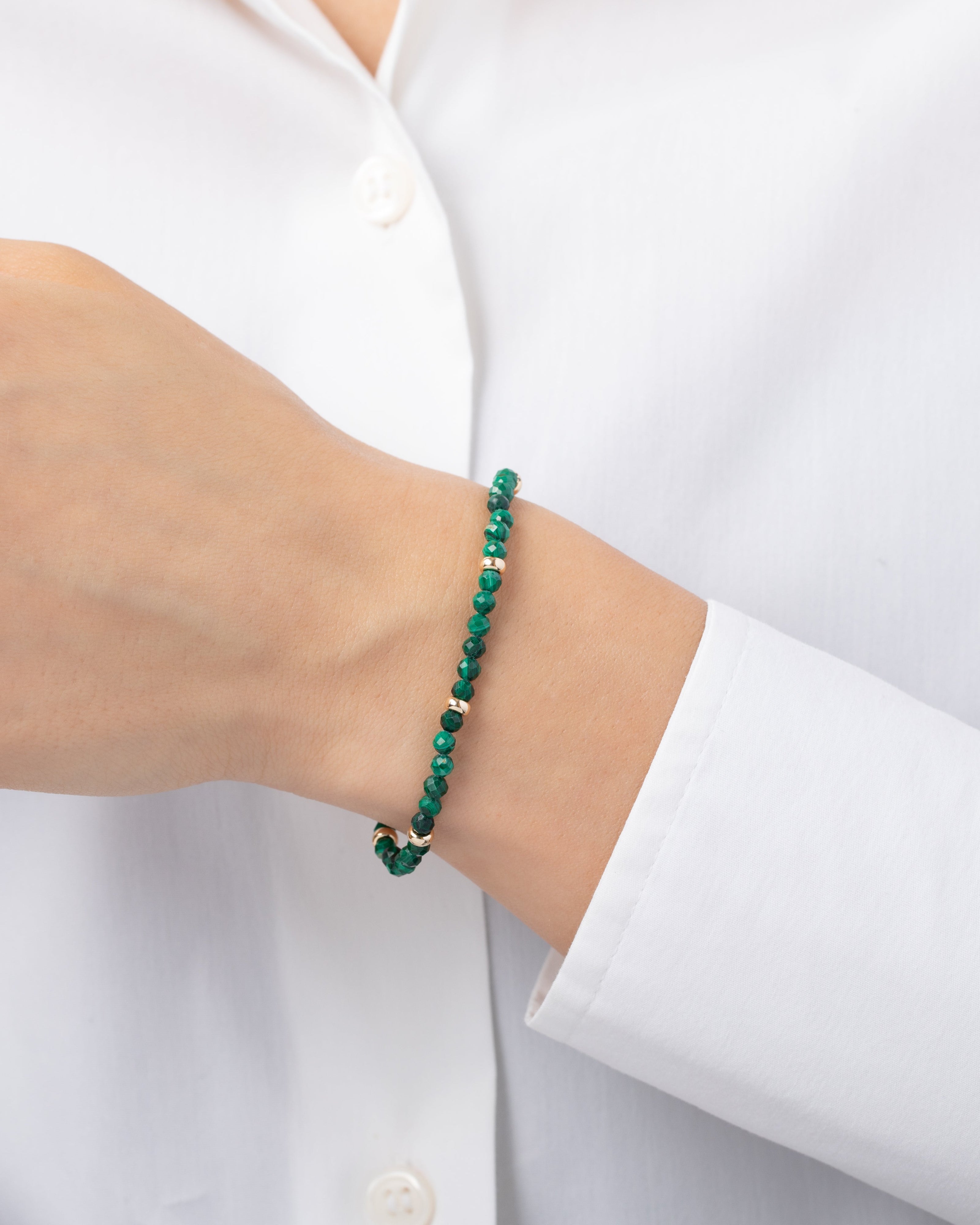 Zoe Lev 14K Gold Malachite Segment Bead Bracelet