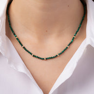Zoe Lev 14K Gold Malachite Segment Bead Necklace