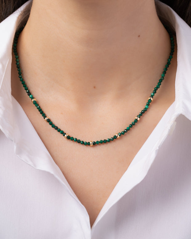 Zoe Lev 14K Gold Malachite Segment Bead Necklace