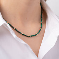 Zoe Lev 14K Gold Malachite Segment Bead Necklace