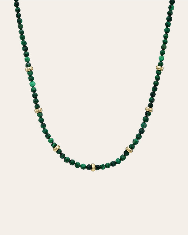 Zoe Lev 14K Gold Malachite Segment Bead Necklace
