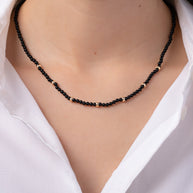 Zoe Lev 14K Gold Black Onyx Segment Bead Necklace