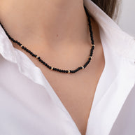 Zoe Lev 14K Gold Black Onyx Segment Bead Necklace