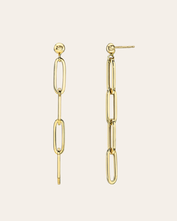 Zoe Lev 14K Gold Paper Clip Chain Stud Earrings