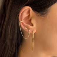 Zoe Lev 14K Gold Paper Clip Chain Stud Earrings