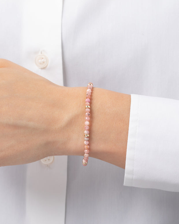 Zoe Lev 14K Gold Pink Rhodochrosite Segment Bead Bracelet