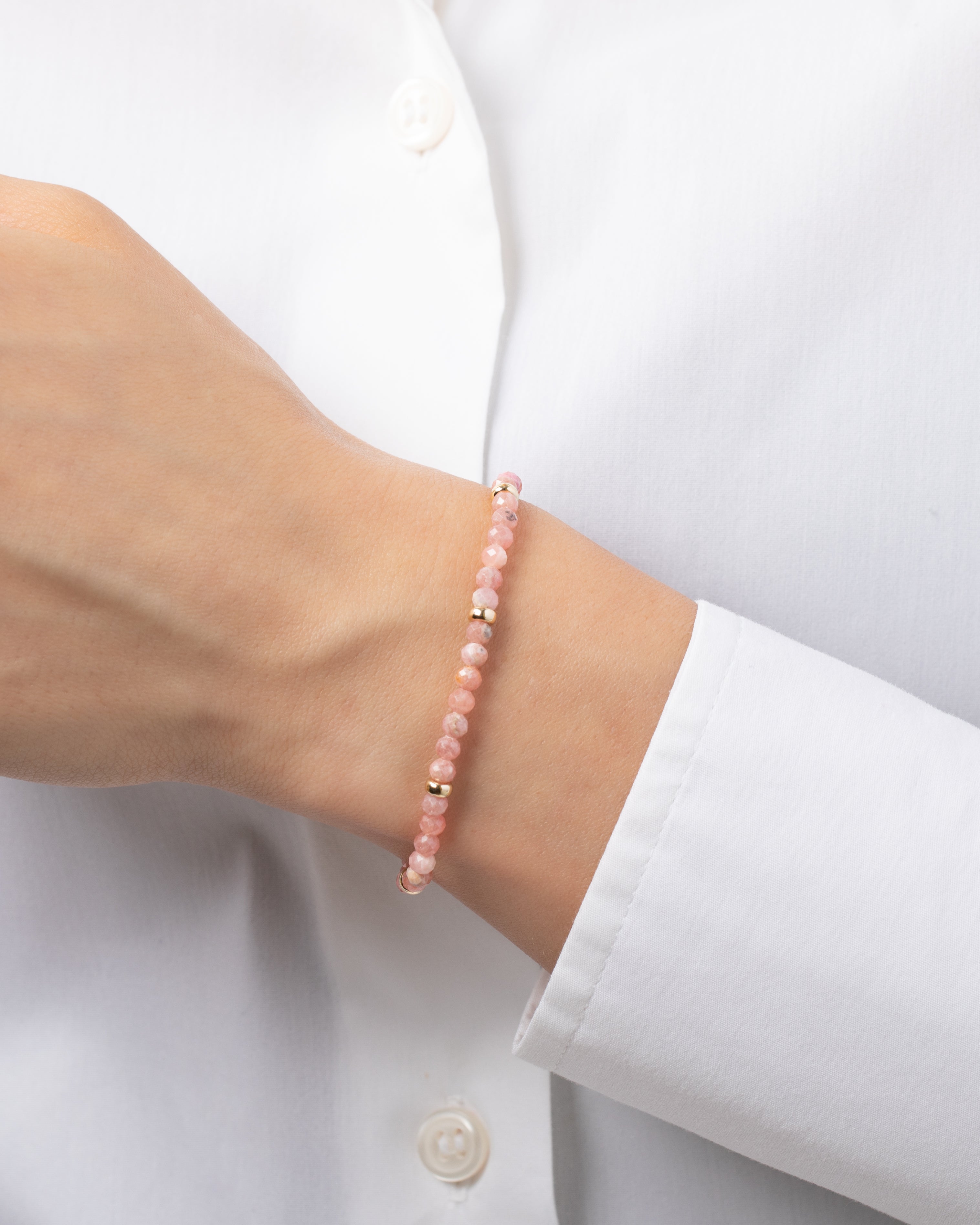 Zoe Lev 14K Gold Pink Rhodochrosite Segment Bead Bracelet