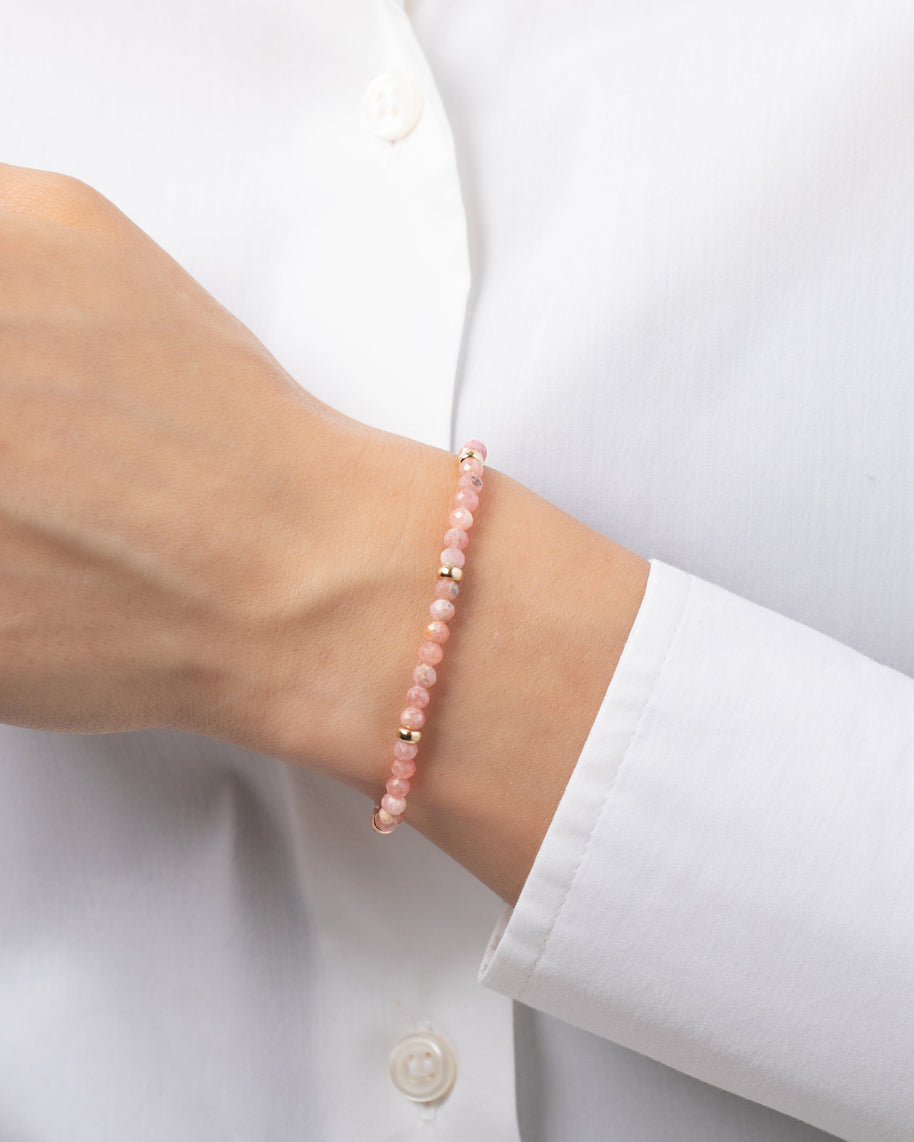 Zoe Lev 14K Gold Pink Rhodochrosite Segment Bead Bracelet