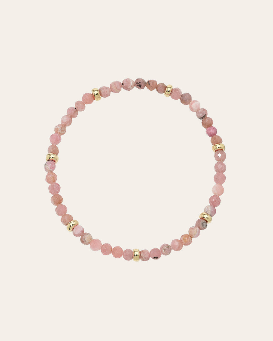 Zoe Lev 14K Gold Pink Rhodochrosite Segment Bead Bracelet