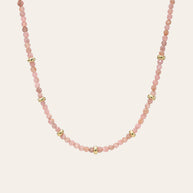 Zoe Lev 14K Gold Pink Rhodochrosite Segment Bead Necklace