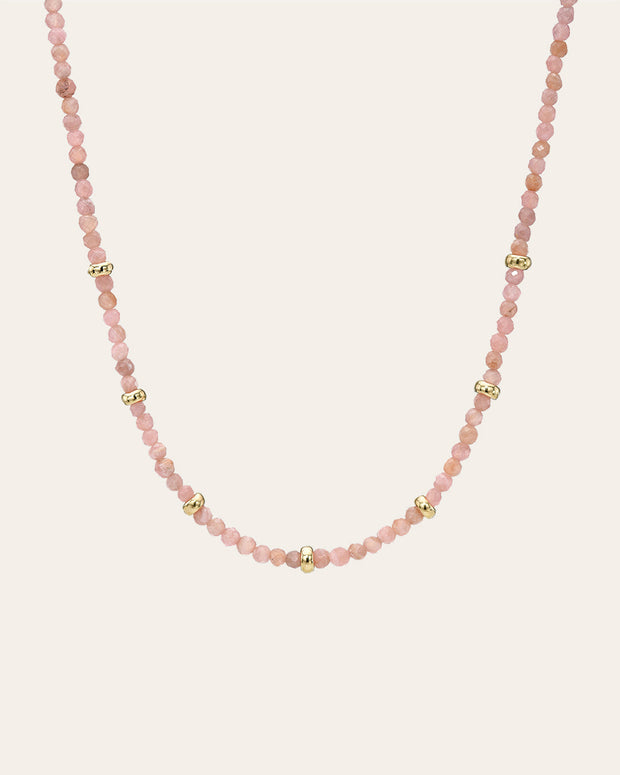 Zoe Lev 14K Gold Pink Rhodochrosite Segment Bead Necklace
