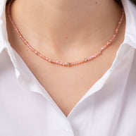 Zoe Lev 14K Gold Pink Rhodochrosite Segment Bead Necklace
