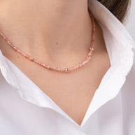 Zoe Lev 14K Gold Pink Rhodochrosite Segment Bead Necklace