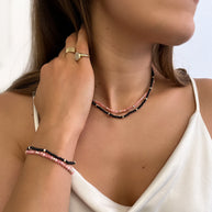 Zoe Lev 14K Gold Pink Rhodochrosite Segment Bead Necklace