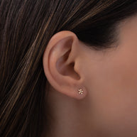 Zoe Lev 14k Gold Mini Diamond Flower Stud Earrings