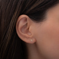 Zoe Lev 14k Gold Mini Diamond Flower Stud Earrings